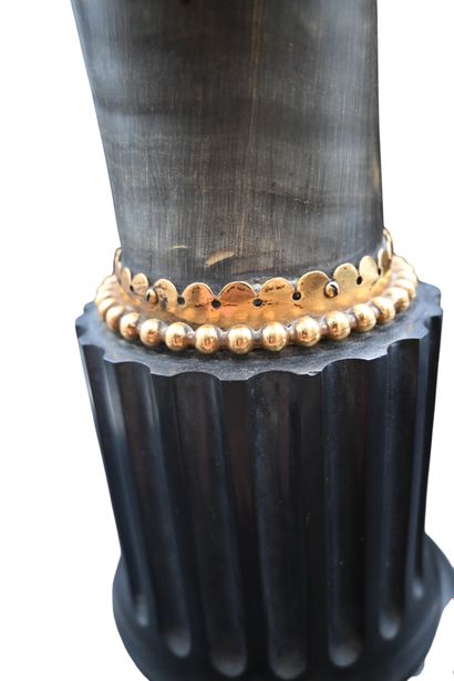 Pair of decorative horns on black marble...