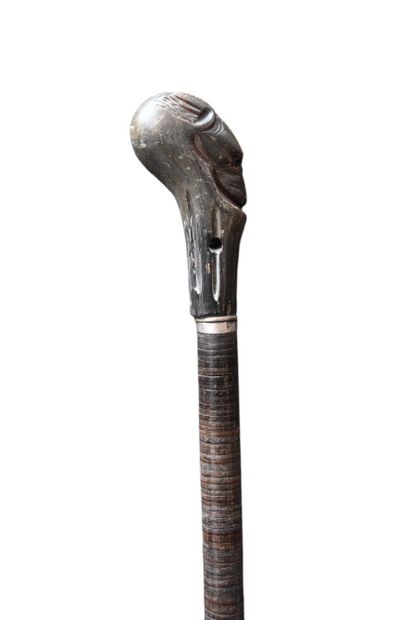 Cane with dog-head knob, late XIXᵉ - early...