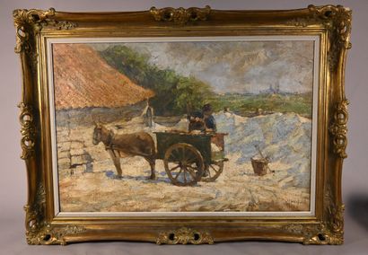 Felix Eyskens - Rural landscape with cart...