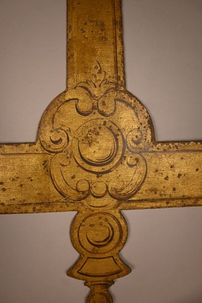 Painted and gilded wrought-iron shop sign,...