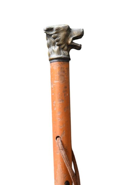 Brass pommel cane in the shape of a dog's...