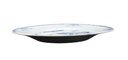 Assiette en porcelaine chinoise bleu et blanc,...