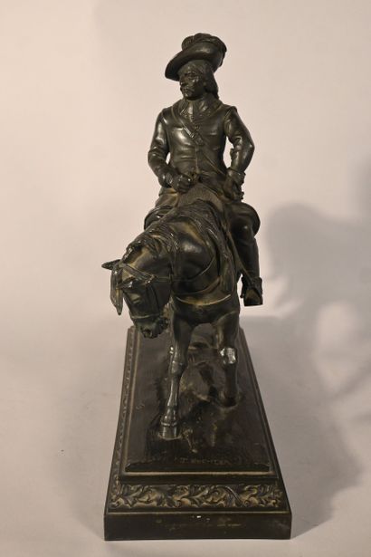 Cavalier en bronze signé T. Gechter, XIXe...