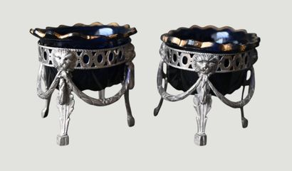 Pair of silver salt cellars, late XVIIIᵉ...