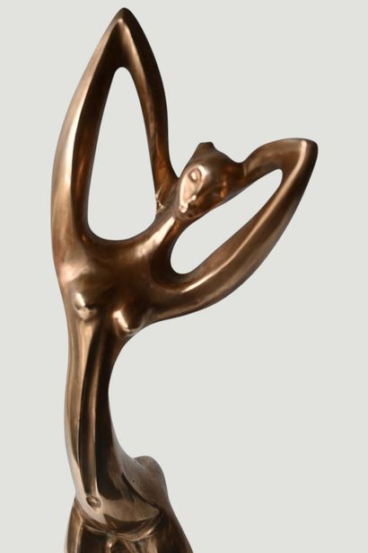 Sculpture africaniste en laiton, Congo, milieu...