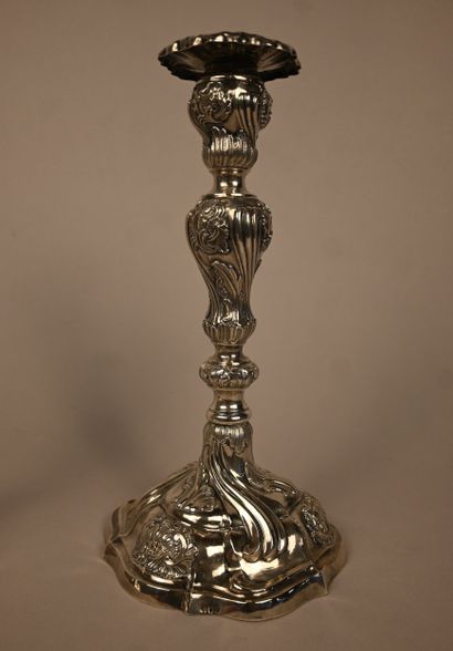 Pair of silver torches, Brussels 1766, Louis...