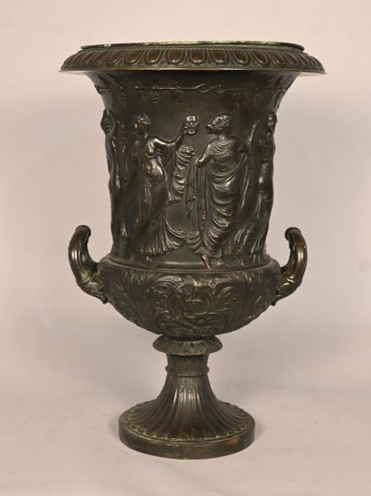 Grand Tour patinated copper vase with neoclassical...