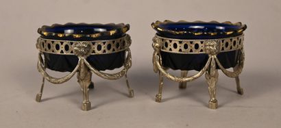 Pair of silver salt cellars, late XVIIIᵉ...