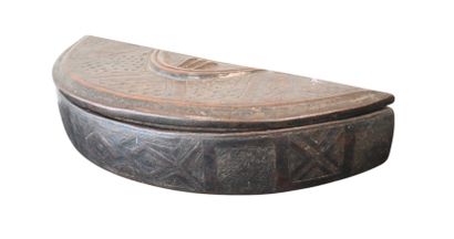 Kuba tukula powder box in half-moon shape,...