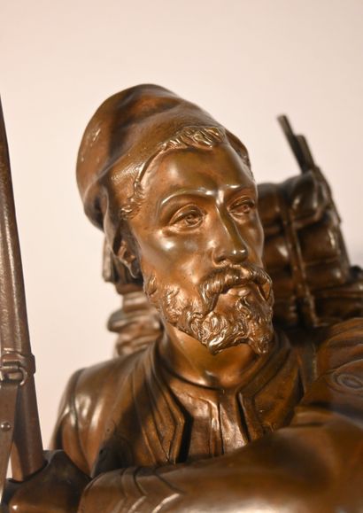 Bronze signé Henri Weisse – Chasseur / soldat...