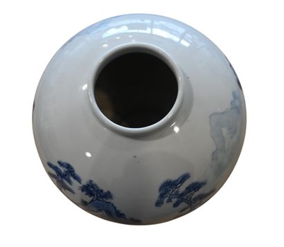 Vase coréen en porcelaine bleu et blanc –...