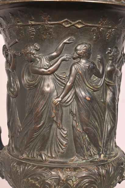 Grand Tour patinated copper vase with neoclassical...