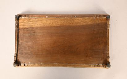 Plateau rectangulaire en bois à décor floral...