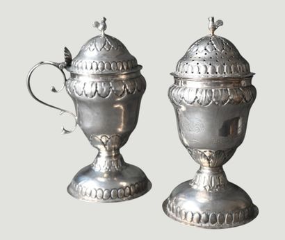Pair of silver spice pourers, Mathieu Guillaume,...