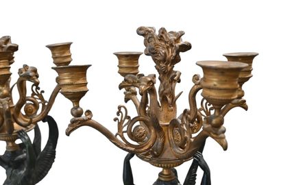 Important pair of Empire period gilt bronze...