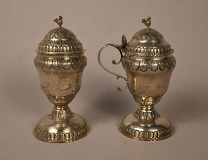Pair of silver spice pourers, Mathieu Guillaume,...