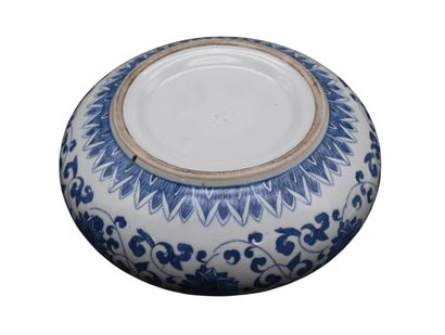 Brosse à laver en porcelaine bleue et blanche,...