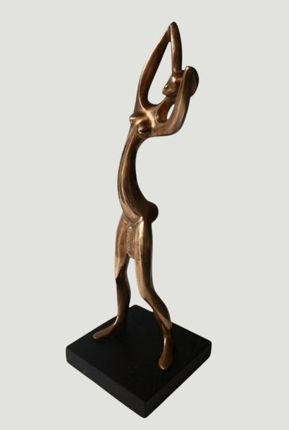 Sculpture africaniste en laiton, Congo, milieu...