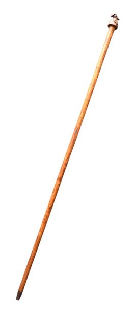 Walking stick with carved tagua nut handle,...