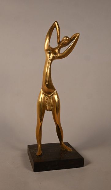 Sculpture africaniste en laiton, Congo, milieu...