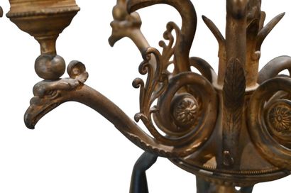 Important pair of Empire period gilt bronze...