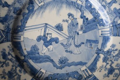 Assiette en porcelaine bleu et blanc, style...