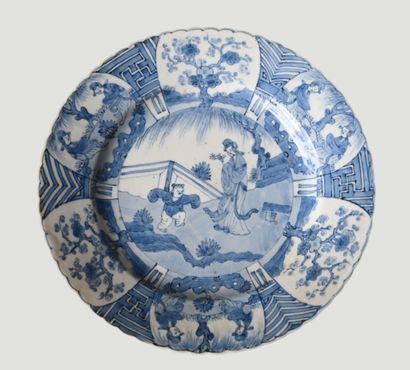 Assiette en porcelaine bleu et blanc, style...