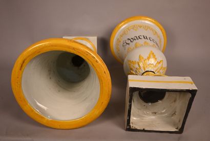 Pair of glazed earthenware Médicis vases,...