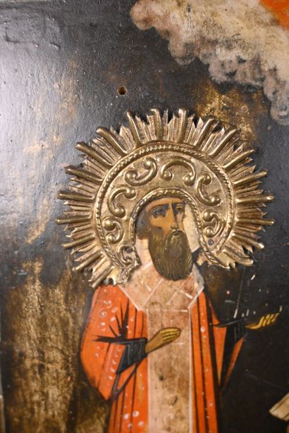 Early Russian Orthodox icon - Two ascetic...