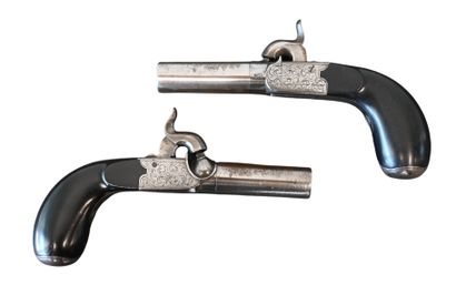 Pair of pocket percussion pistols, Liège,...