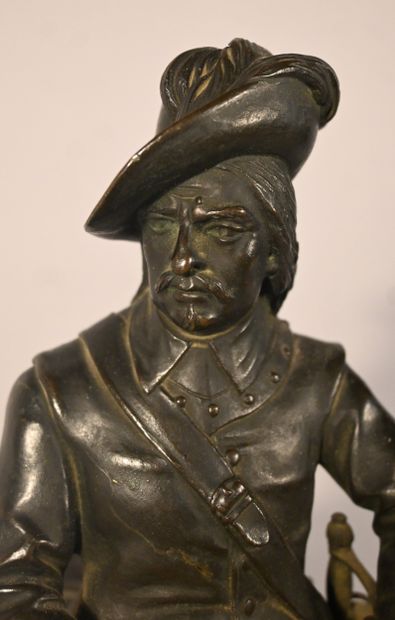 Cavalier en bronze signé T. Gechter, XIXe...