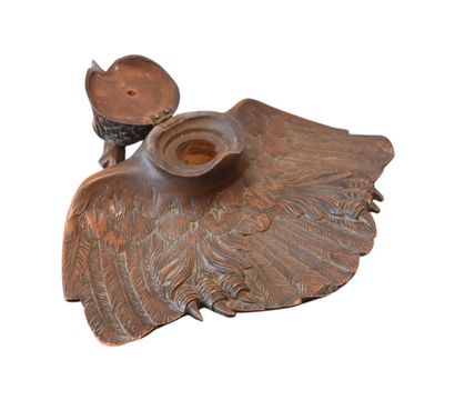 Encrier en bois sculpté – Hibou, Forêt-Noire,...