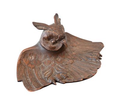 Encrier en bois sculpté – Hibou, Forêt-Noire,...