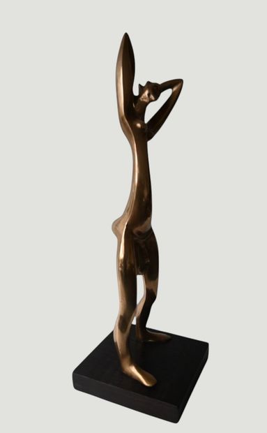 Sculpture africaniste en laiton, Congo, milieu...