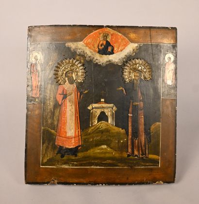 Early Russian Orthodox icon - Two ascetic...