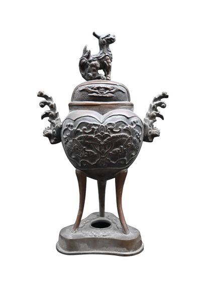 Brûle-encens chinois avec lion de Fo – XIXᵉ...