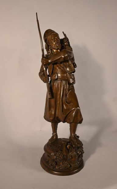 Bronze signé Henri Weisse – Chasseur / soldat...
