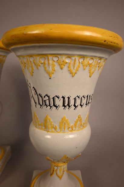 Pair of glazed earthenware Médicis vases,...