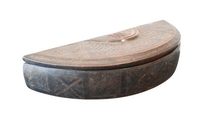 Kuba tukula powder box in half-moon shape,...