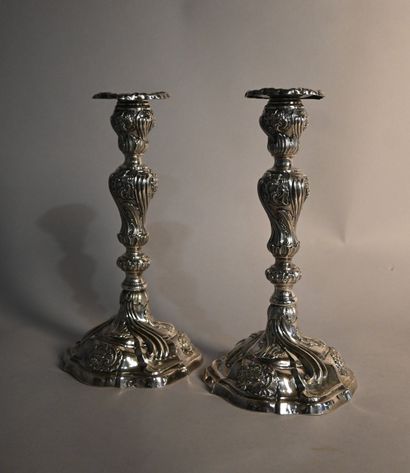 Pair of silver torches, Brussels 1766, Louis...