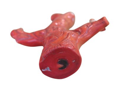 Figure chinoise en corail rouge sculpté –...