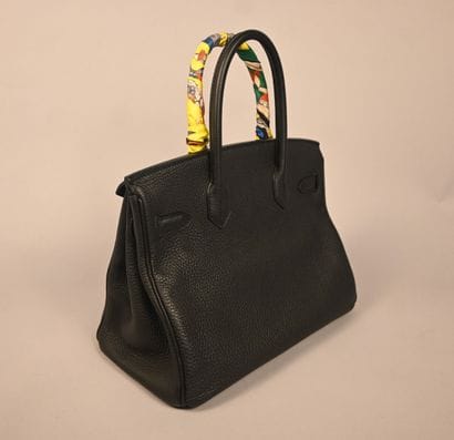 Hermès Birkin 30 – Sac en cuir grainé noir,...