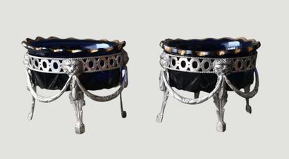 Pair of silver salt cellars, late XVIIIᵉ...