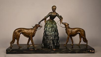 Groupe Art Déco en bronze patiné représentant...