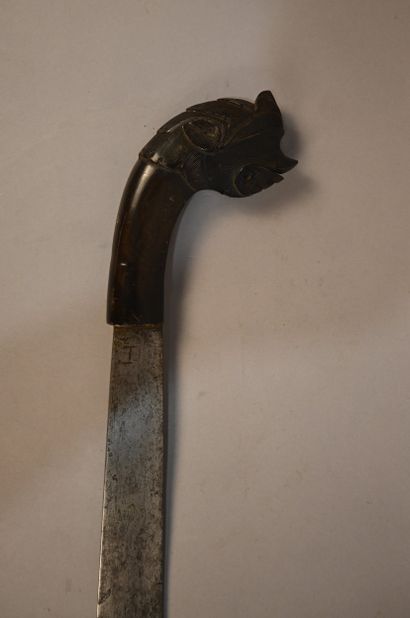 Balinese knife with carved horn handle -...