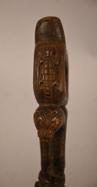 Yaka stick with two carved figures, first...