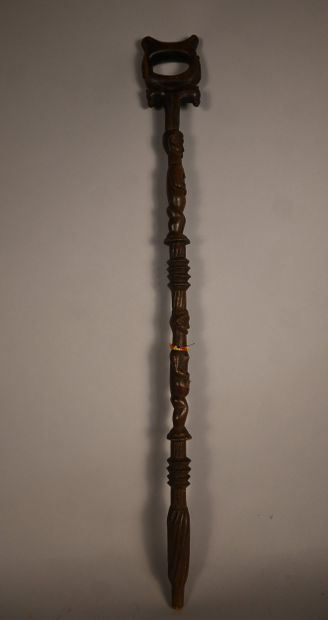 Yaka stick with two carved figures, first...