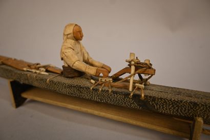 Modèle de kayak inuit avec chasseur – Arctique...