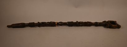 Yaka stick with two carved figures, first...