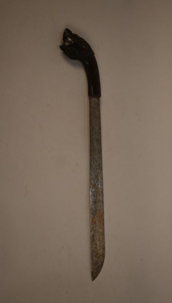 Balinese knife with carved horn handle -...